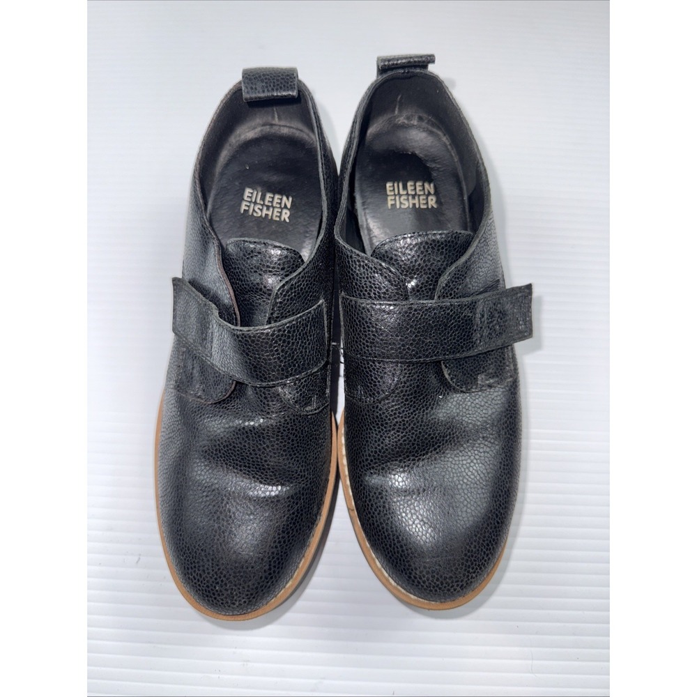 Eileen Fisher Zola Oxford Women 5 Leather Goth Minimalist Office Dark Academia